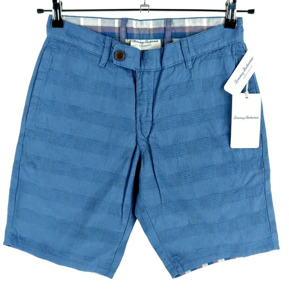 NWT $115 Tommy Bahama Blue Plaid 'Ikat or Not' Reversible 10" Shorts - Picture 2 of 11